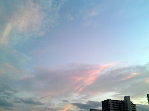 Pink, light blue evening sky