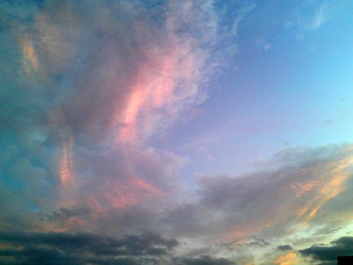 Pink, light blue evening sky