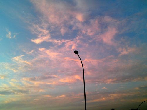 Pink, light blue evening sky